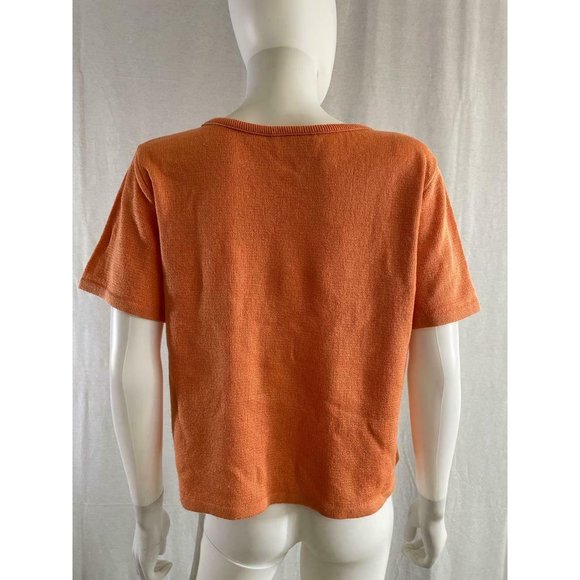 American Collection Women's T-Shirt Basic Solid Orange Short Sleeves Crew Neck - Picture 6 of 9